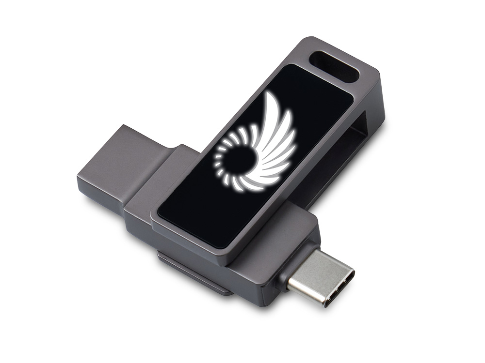 USB3.0/ Type-C флешка 2в1 на 64 ГБ Спинлайт с подсветкой