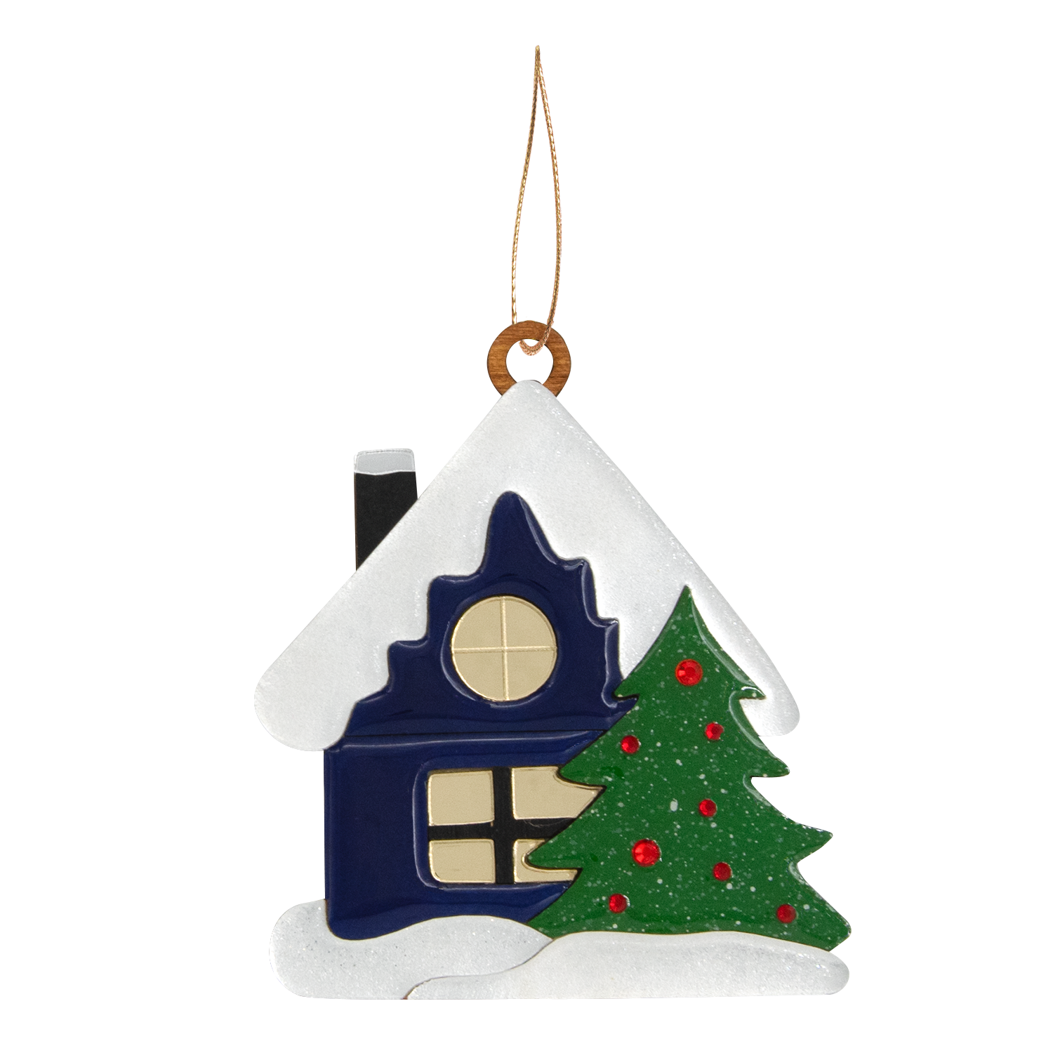 Ёлочная игрушка Домик (синий)
