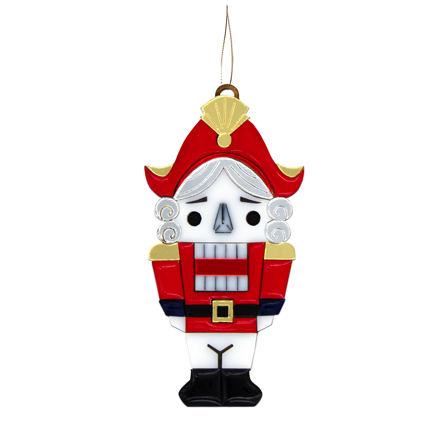 Ёлочная игрушка Щелкунчик (белый с красным)