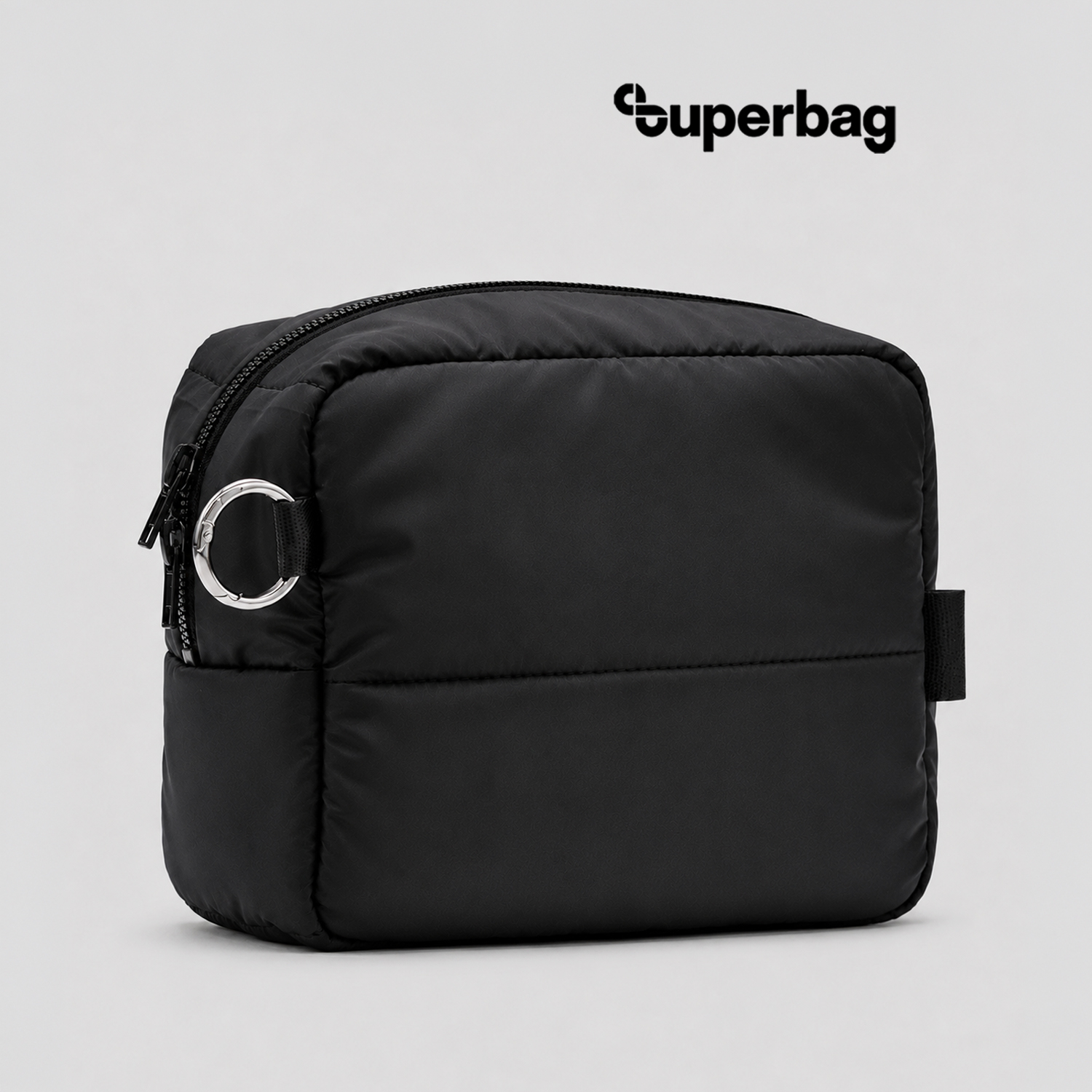 Несессер Superbag Bubble, стёганый, на молнии, с креплением на кольцо-карабин (черный)