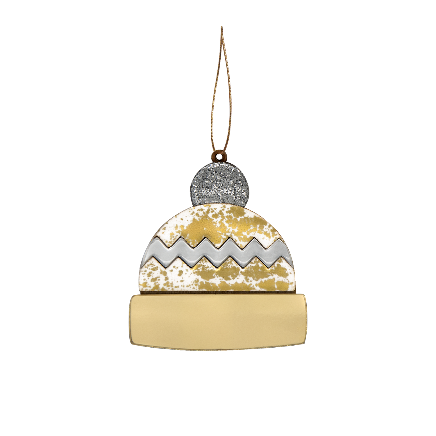Ёлочная игрушка Шапочка (белый с золотым )