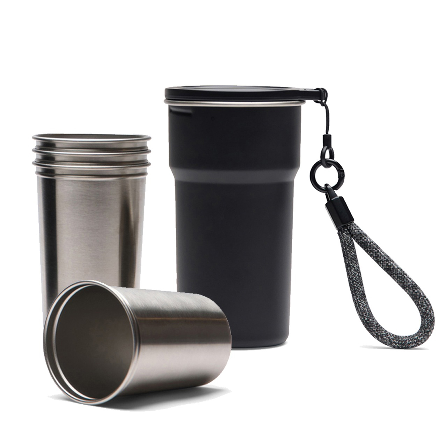 Термокружка VINGA Parks в комплекте с 4 кружками из нержавеющей стали