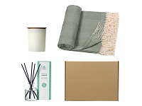 Подарочный набор для дома с пледом, свечой и диффузором