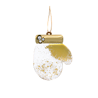 Ёлочная игрушка Варежка (белый с золотым )