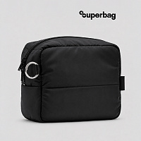 Несессер Superbag Bubble, стёганый, на молнии, с креплением на кольцо-карабин (черный)